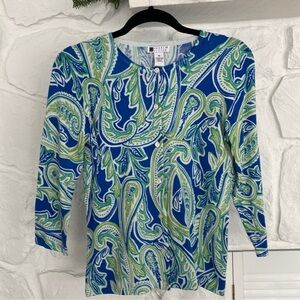 Blue and Green Paisley Blouse